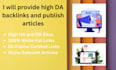 provide high da backlinks and publish articles