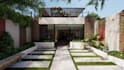 design landscape, backyard, pool, garden, deck, and patio