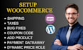 setup woocommerce taxes, dynamic pricing rules and shipping