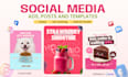 design social media post templates or ad creative for insta, facebook