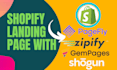 design shopify landing page with gempages, pagefly, zipify or shogun app
