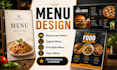 design restaurant menu, food menu, digital and printable