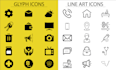 make icon design, icon set, line and glyph icons, web and app icons