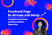 setup for facebook page monetization and instream ads