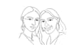 custom couple and family portraits line sketch, pet drawing