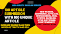 publish 100 article submission with 100 unique content