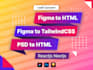 convert figma to HTML, PSD to HTML, reactjs, nextjs, nuxtjs