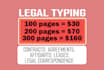 provide legal document typing services for contracts and agreements
