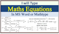 type mathematical equations in ms word