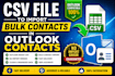 create a CSV to import bulk contacts in outlook contacts