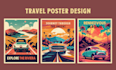 design travel poster in retro vintage style