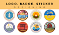 design circular round logo, sticker, badge, patch, label