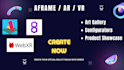 create ar VR web experience using aframe,8thwall and webxr
