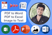 convert PDF to word, PDF to excel, image to text, typing job