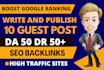 do 10 guest post SEO backlinks on high da sites for google ranking