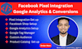 fix and setup facebook pixel, google analytics, fb ads campaign