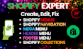create, fix shopify all menus, tags, navigations, collections