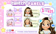 make cute chibi style for vtuber kick twitch custom panels, button, and banners