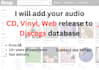 add audio cd or web release to discogs database