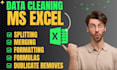 do excel data cleaning, formatting, formulas, data split
