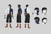 draw a character model sheet in anime style