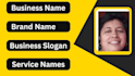 your business identity top tier name and  slogan creations