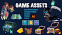 create 2d game assets, props, objects, level maps, icons