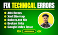 fix 404 errors, google index issues, xml sitemap, broken links, robot txt