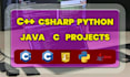 create cpp, python, java, csharp, and c programming project