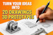 sketch blueprint for machining application