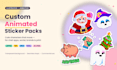 illustrate and animate mascot sticker pack in json, gif, mov