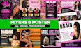design hair extension, salon, beauty, women flyers, poster