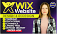 design and redesign, ecommerce, educational, landing page, portfolio,wix website