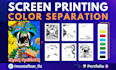 do spot, vector, simulation, cmyk process color separation for screen printing