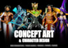 paint character design, concept art and illustrations