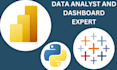 create a professional dashboard in tableau, power bi, excel, and python