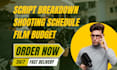 create film budget, script breakdown and schedule on movie magic