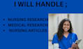 write nursing research, medical research, and nursing articles