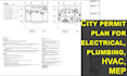 design city permit plan for electrical drawings, plumbing, hvac, mep in autocad