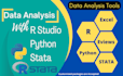 do statistical data analysis on stata, rstudio, spss and eviews