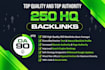250 high quality backlinks improves SEO in 2026