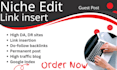 insert permanent links on 100 percent niche relevant articles