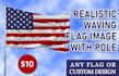design realistic waving flag image on a pole