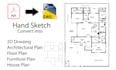 2d house floor plan drawing from hand sketch architecture autocad revit 3ds max