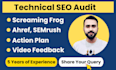 do screaming frog technical SEO audit, and analysis using semrush