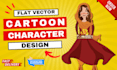 draw cartoon characters in flat vector