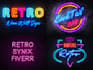 do retro 80s design also custom artistic glowing neon logo