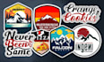 design badge, patch, circular round logo and sticker