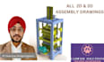 create full part and assembly technical drawing in 2d and 3d