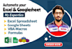 do excel spreadsheet, excel vba, dashboard, google sheets